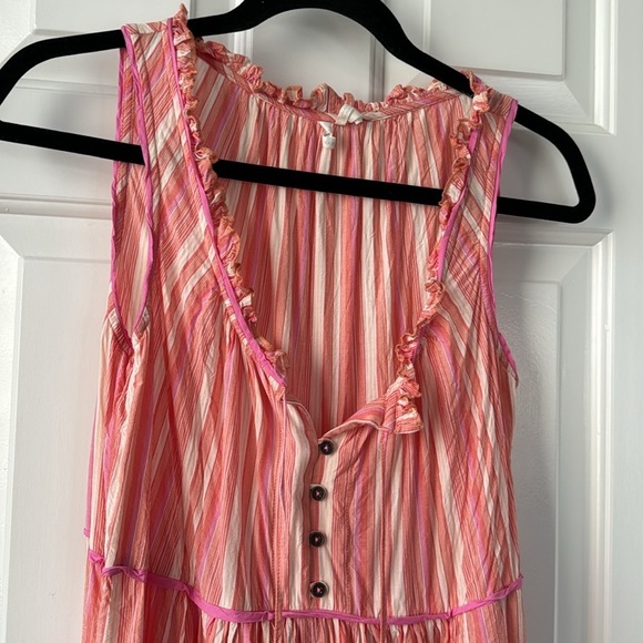 Anthropologie Lounge wide leg Romper Size Medium stripe pink and orange - Picture 3 of 9